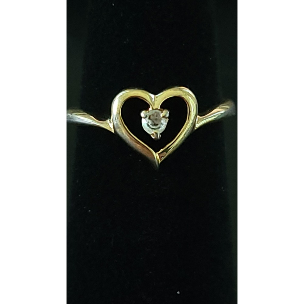 Elizabeth Taylor Avon SCE TM Gold Tone Open Heart Clear Stone Ring Size 4